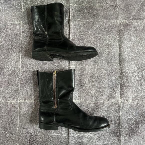 Men\'s Vintage 50\'s Frye USA Black Talon Ankle Zip Black Leather Jet Boots Sz 10 main image 8